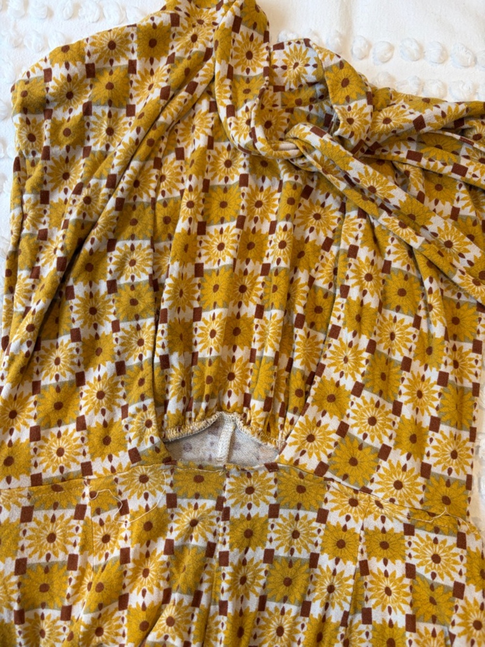 Free People Mustard Floral Check Women’s Belted Jumpsuit - Picture 4 of 4